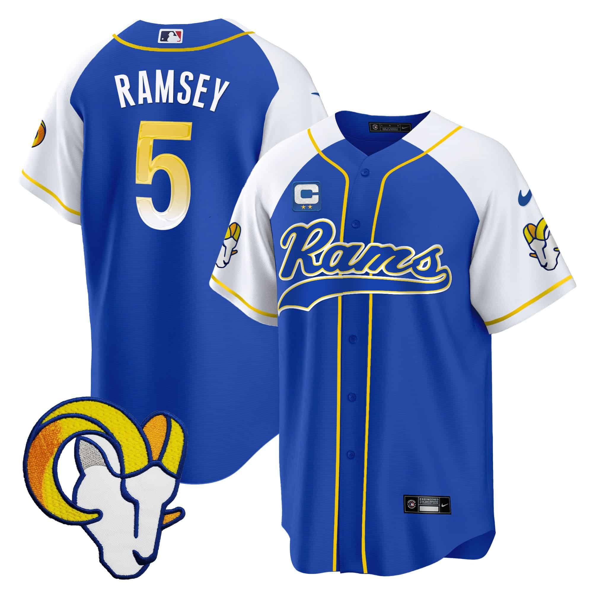 Men Los Angeles Rams #5 Ramsey Blue 2024 Nike Baseball NFL Jersey